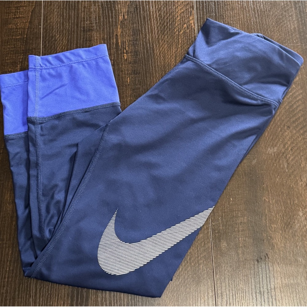 Women's Blue Nike Running Capri Leggings Size S (#1053)